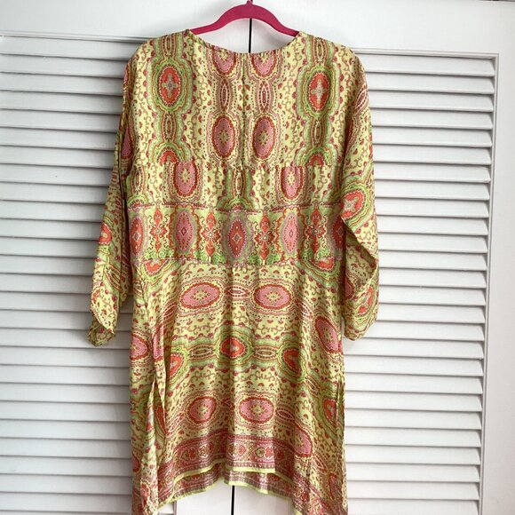 ROBERT GRAHAM Silk Linen Blend Paisley Prints Beach Cover Up Size M - Picture 2 of 11